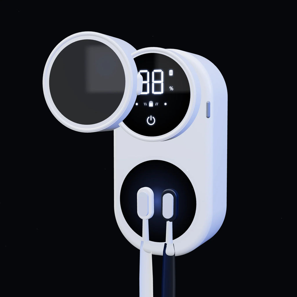 Paragon Orbit with the rotating cover swung open to show the brush compartment