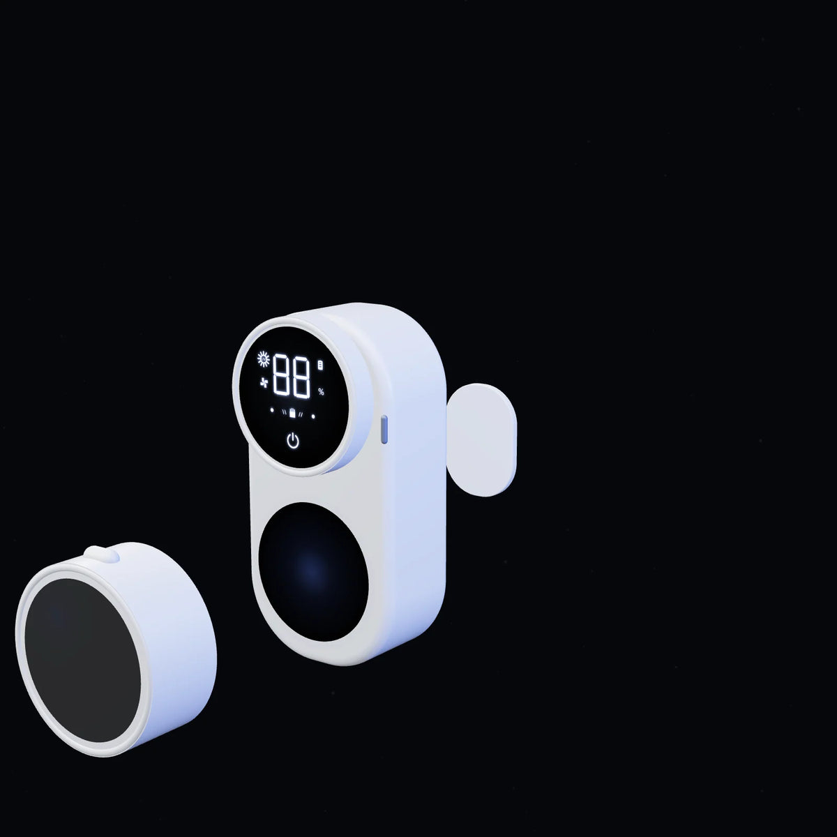 Exploded view: adhesive wall plate, Orbit unit and rotating cover